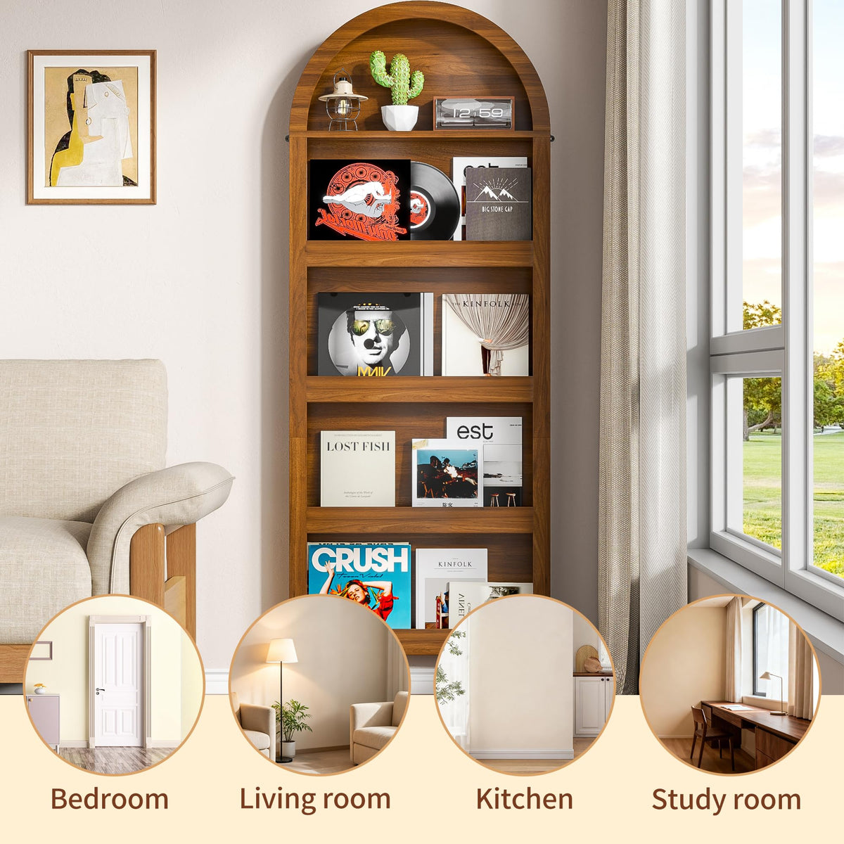 Narrow Arched 5-Tier Bookcase