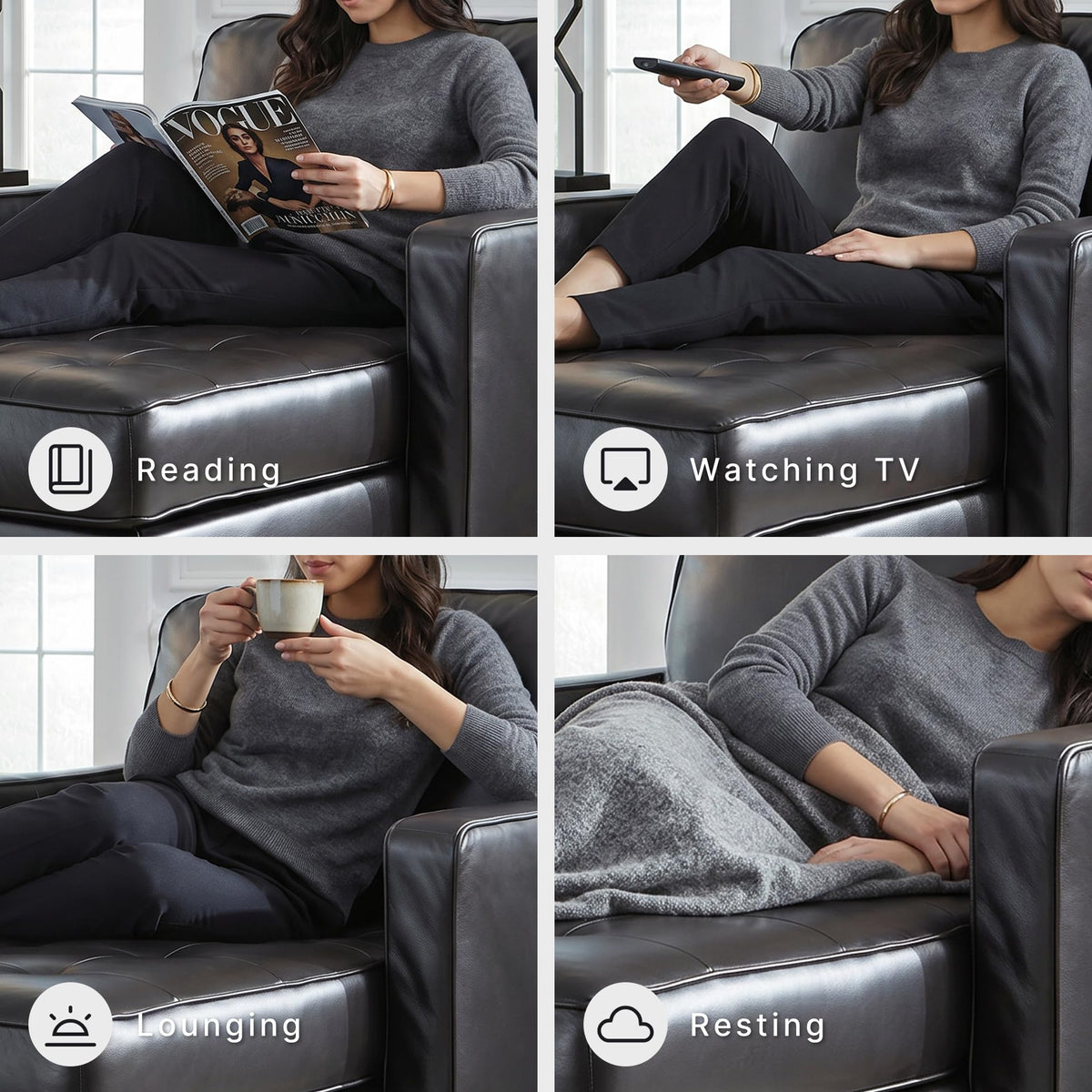 Black Leather Chaise Lounge