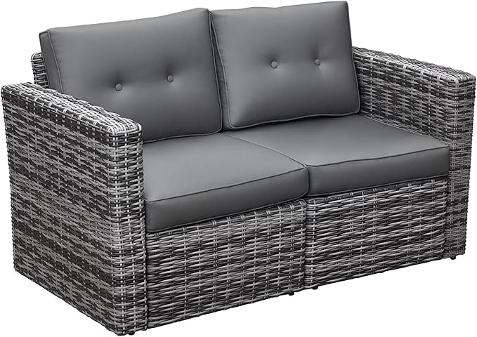 2-Piece Patio Wicker Corner Sofa Set