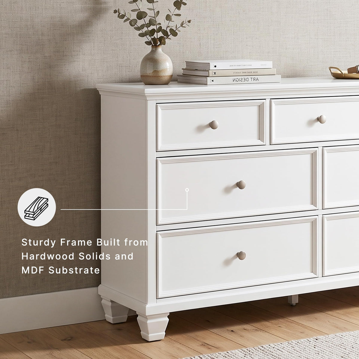 Signature Design by Ashley Fortman White 7-Drawer Wide Dresser for Bedroom