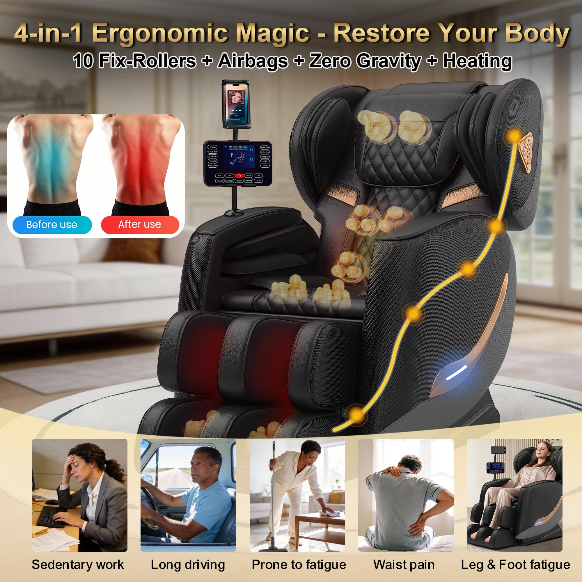 VireoNest 2026 Massage Chair Full Body, Zero Gravity Massage Chair Recliner - Upgraded 10-Point Roller, Heating, Airbags, Foot Roller, Shiatsu Full Body Massage Chairs, Gift for Parent
