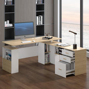 L-Shaped Electric Standing Desk with Storage & Privacy Panel