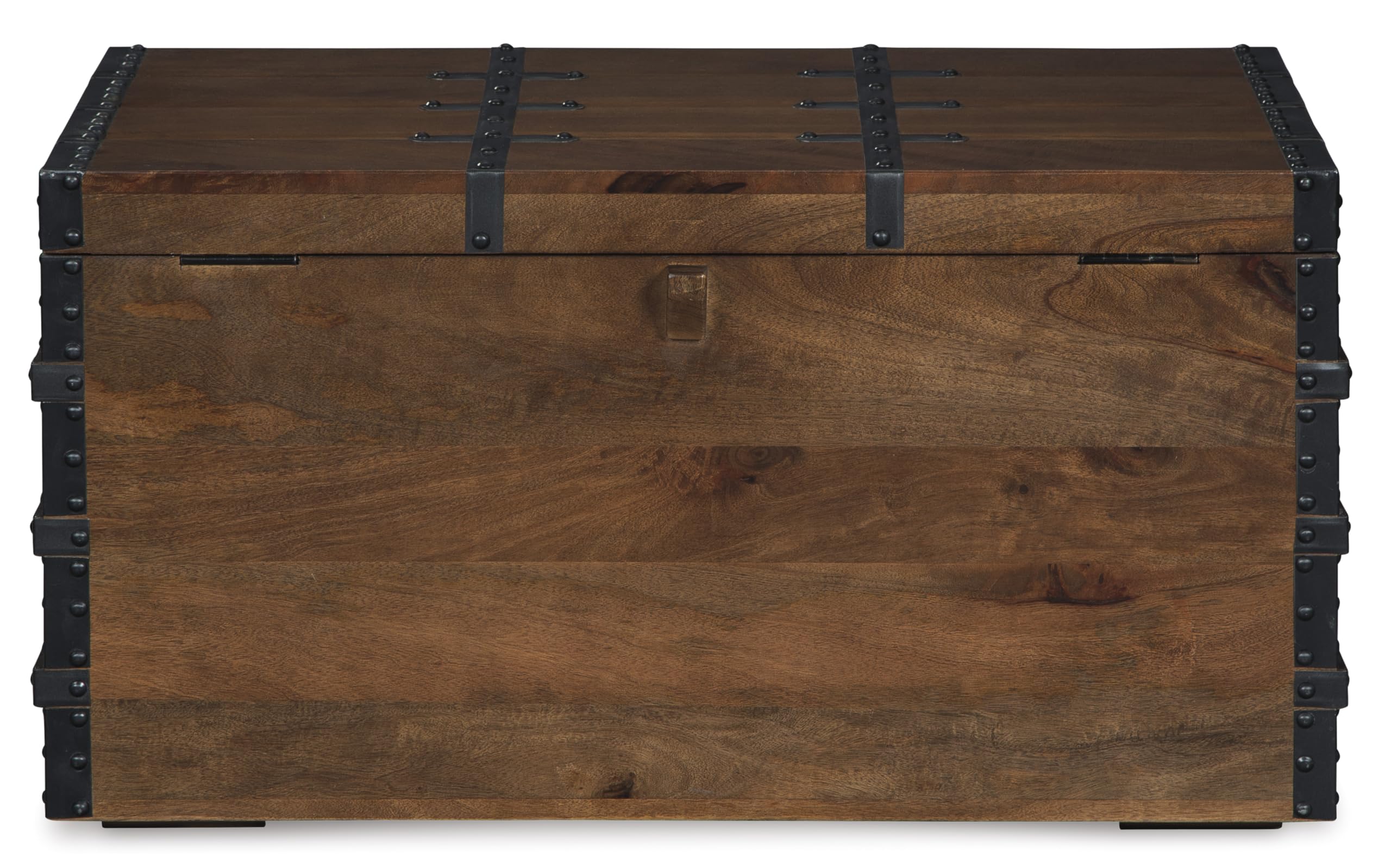 Wooden Storage Trunk with Hinged Top – Dark Brown