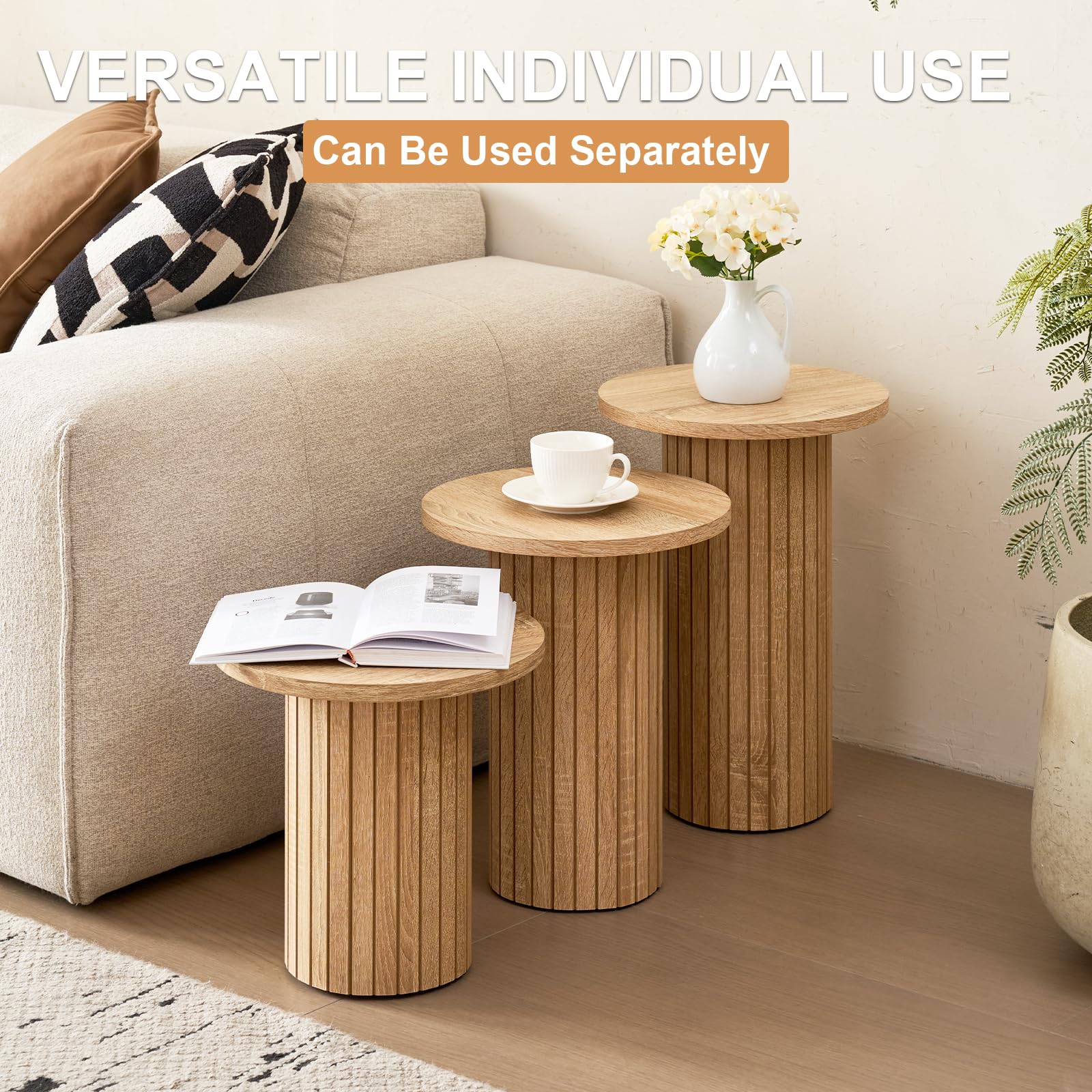 Round Nesting Coffee Table Set of 3