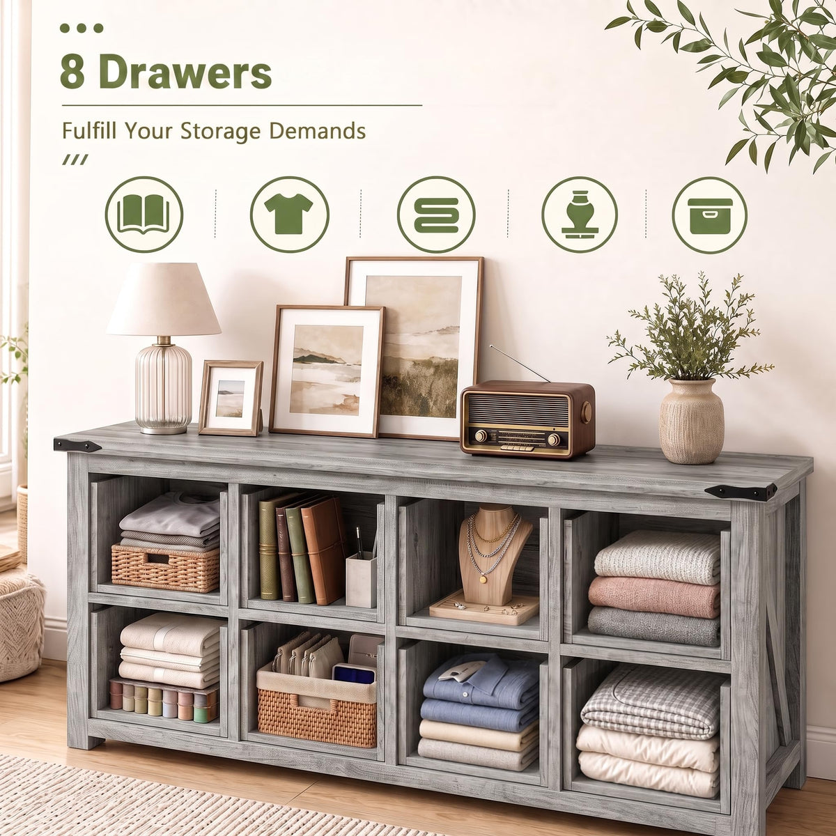 Farmhouse 8-Drawer Dresser