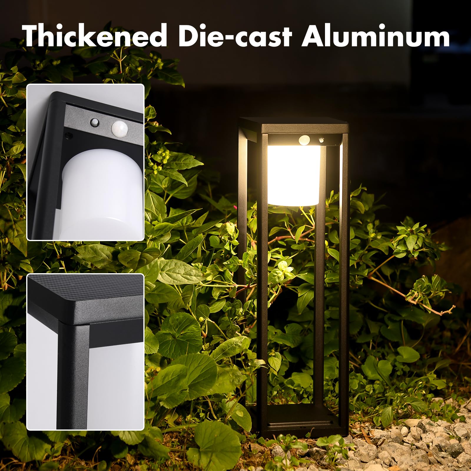 Solar Pathway Lights Outdoor – Aluminum Floor Lamp with Motion Sensor