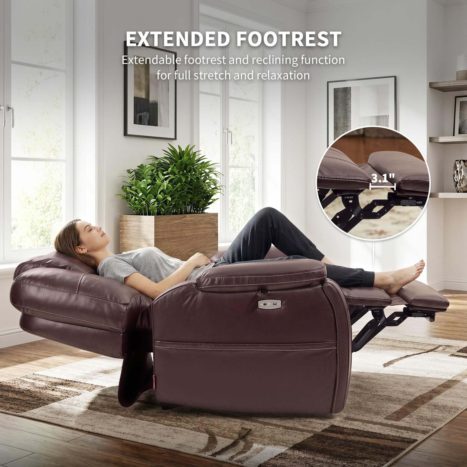 EONIX Triple Motor Lay Flat Power Lift Recliner Chair for Elderly with Adjustable Headrest, 400lbs Electirc Lift Chair for Living Room, Lumbar Pillow, Extended Footrest, Dark Brown