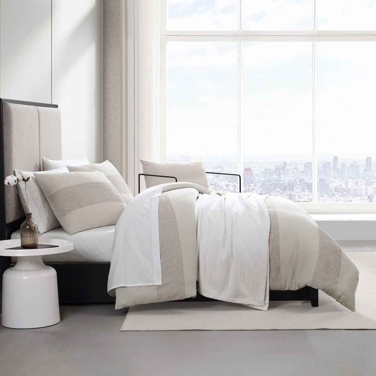 King Chenille Waffle Stripe Comforter Set