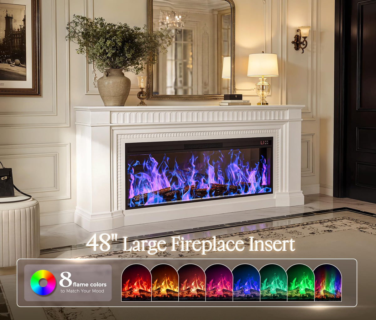 White Mantel Fireplace TV Stand