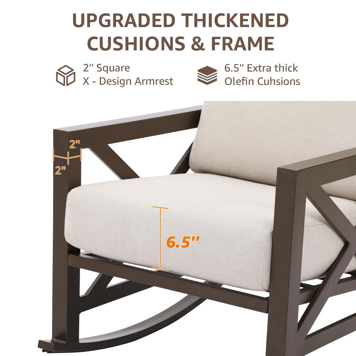 NATURAL EXPRESSIONS 3 Piece Patio Rocking Bistro Set, 6.5'' Thick Cushions