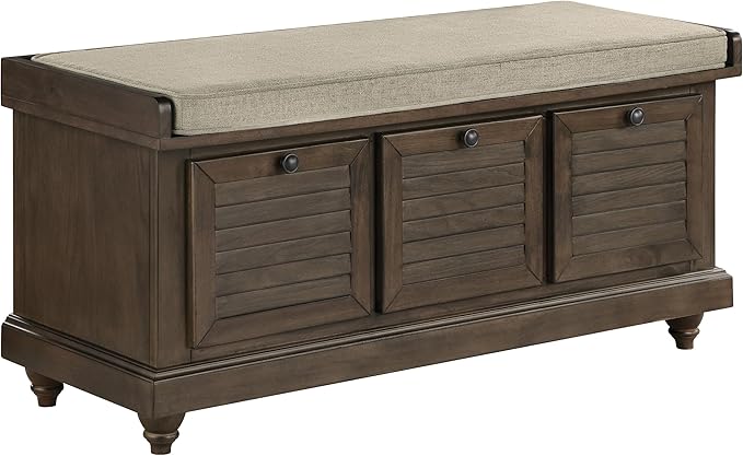 Coastal Lift-Top Storage Bench with Louvered Front