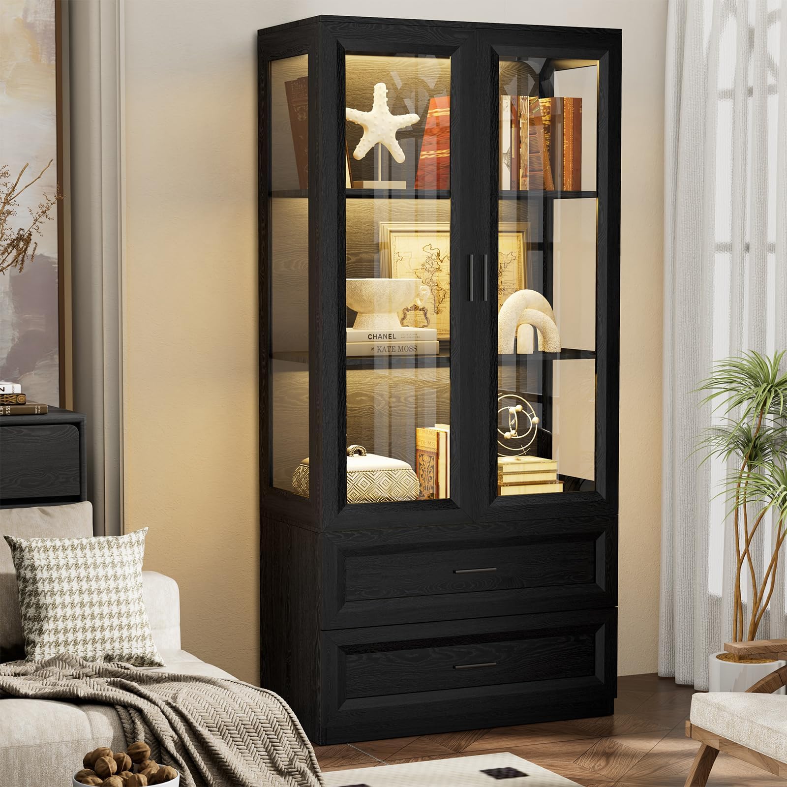 LED Display Cabinet with Drawers