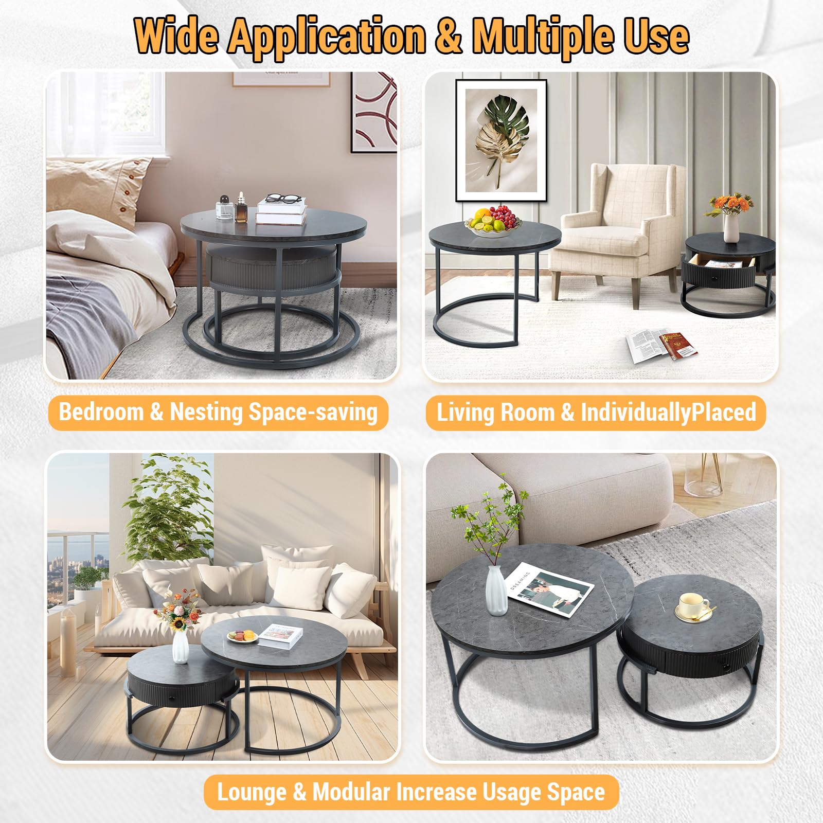 Round Nesting Coffee Tables Set of 2