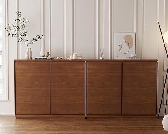 Mid Century Modern Narrow Sideboard Buffet Cabinet with 2 Doors