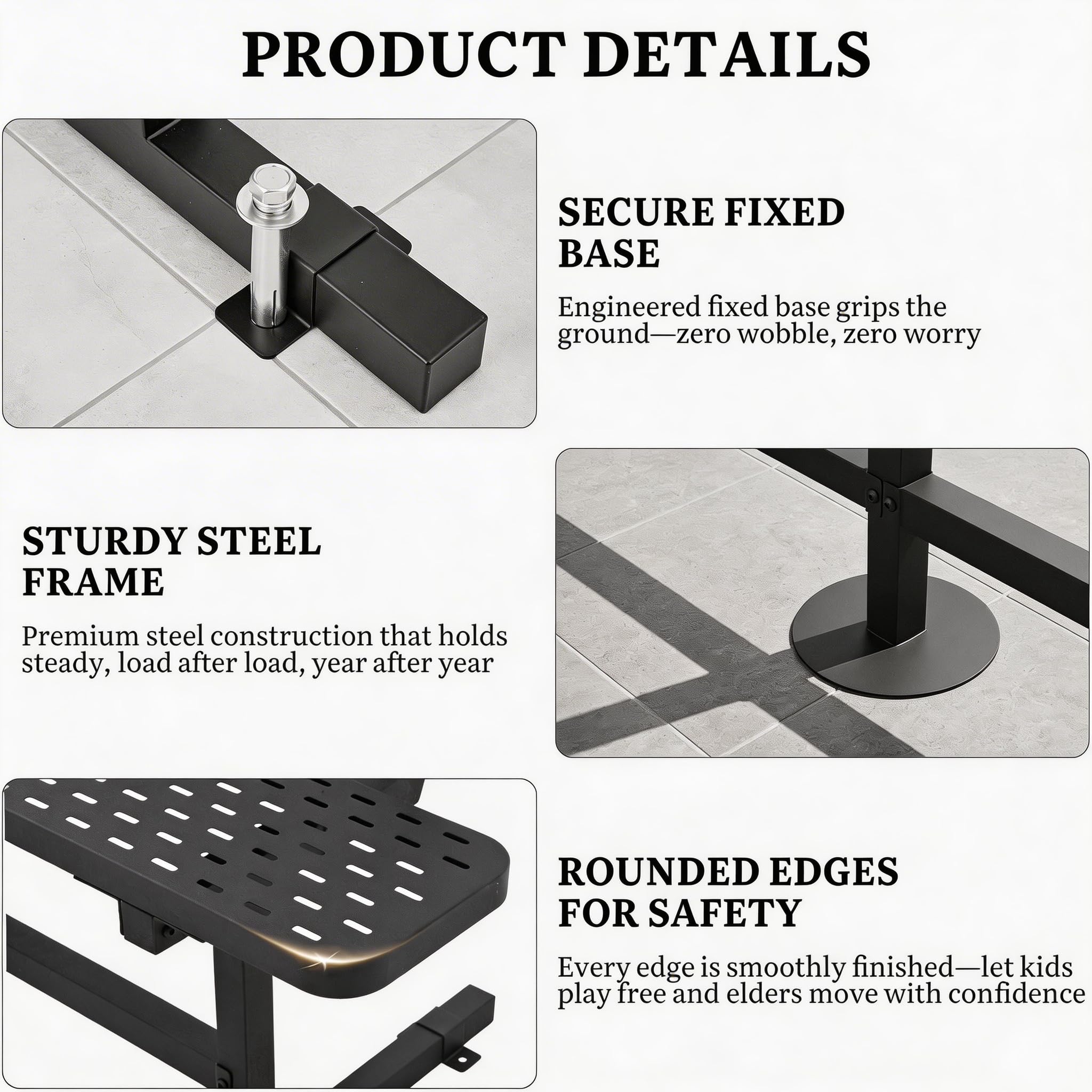6 ft Heavy Duty Outdoor Metal Park Bench with Back