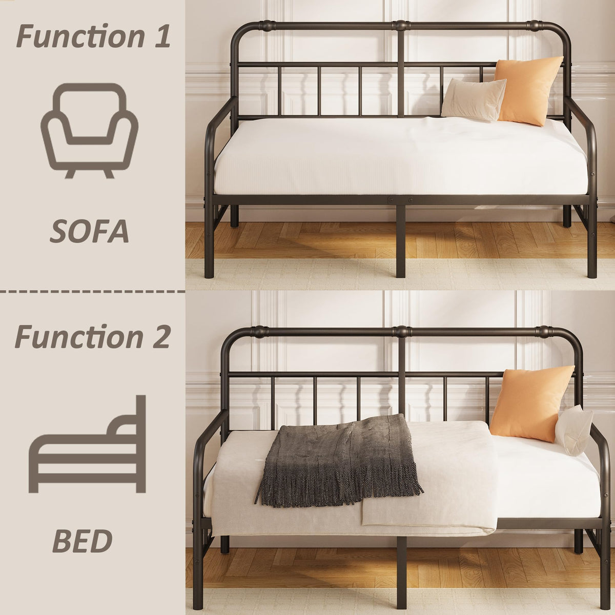 Black Twin Metal Daybed Frame