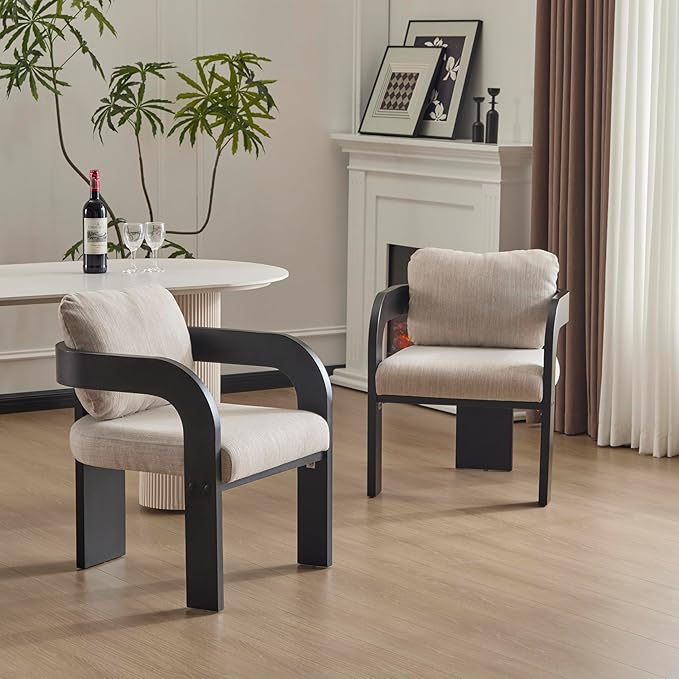 Upholstered Dining Chairs with Cushion, Set of 2