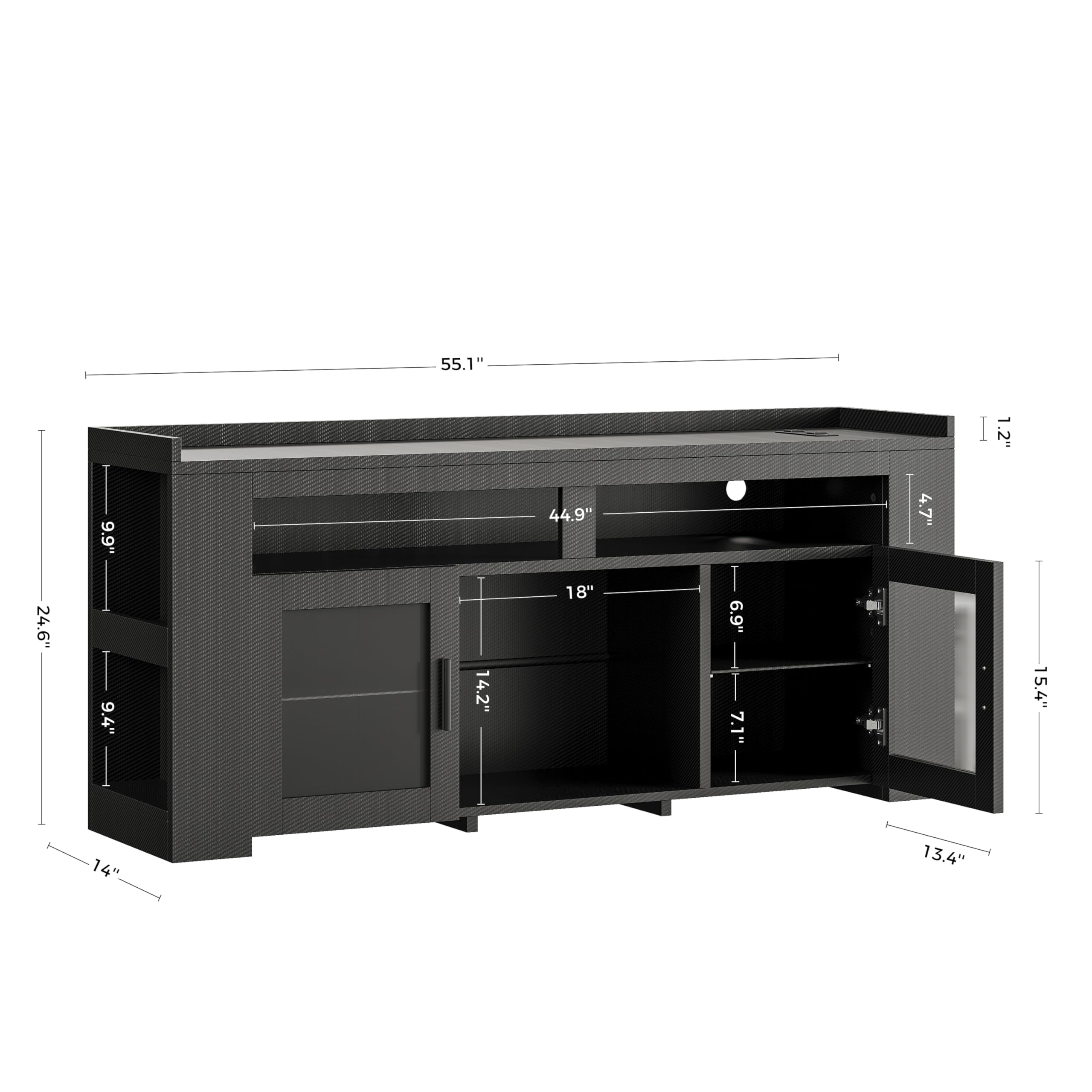 TV Stand with Charging Station & LED Lights