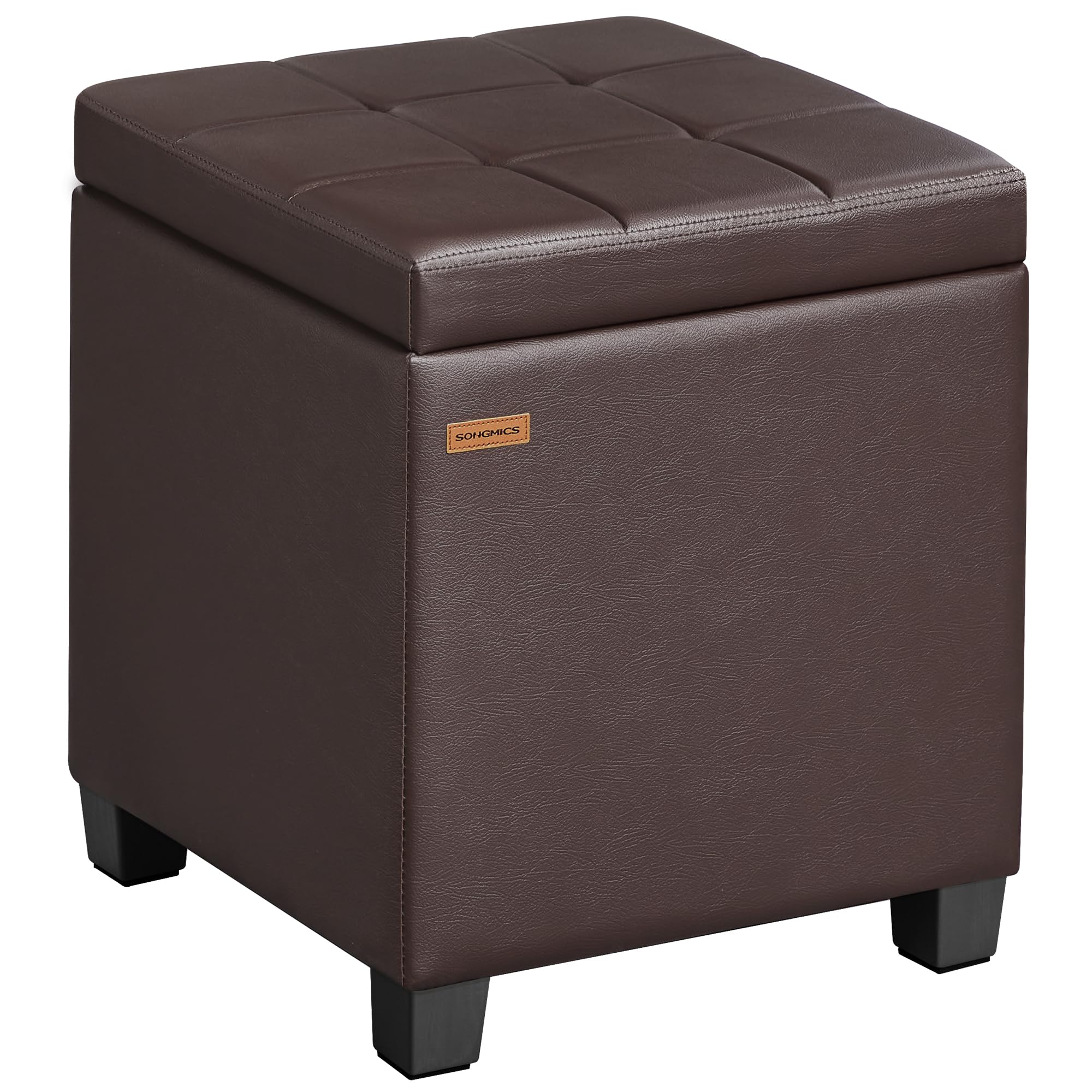 Square Storage Ottoman with Hinged Lid