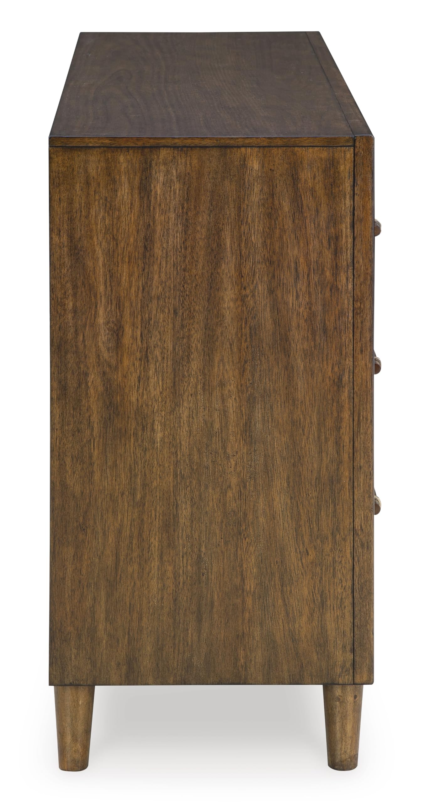 Signature Design by Ashley Lyncott Six-Drawer Dresser, Felt Lined Top Drawers, Round Tapered Legs, Hardwood Solids, 61.25' W x 17.88' D x 37.5' H, Brown