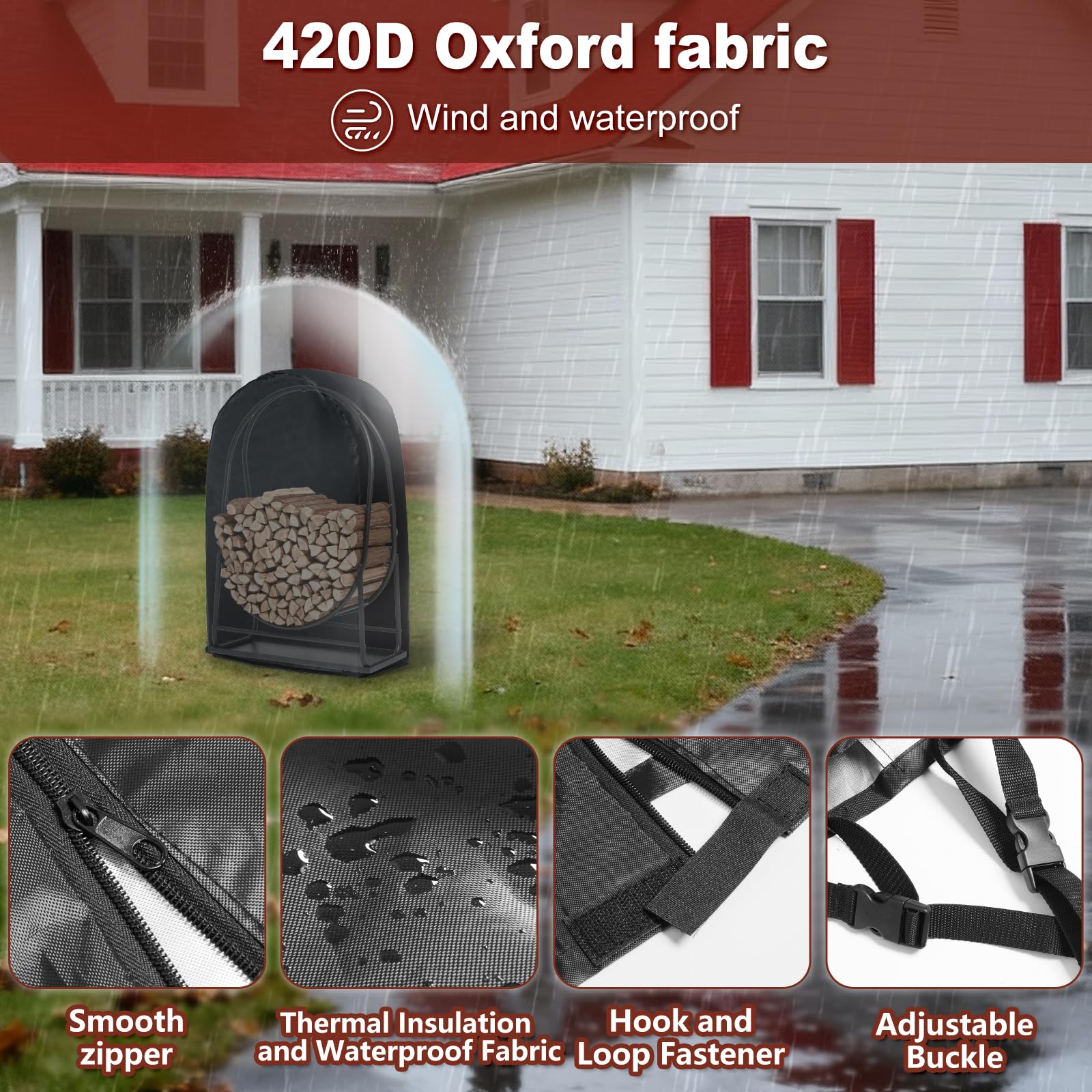 Oval Firewood Rack with Cover & Debris Tray