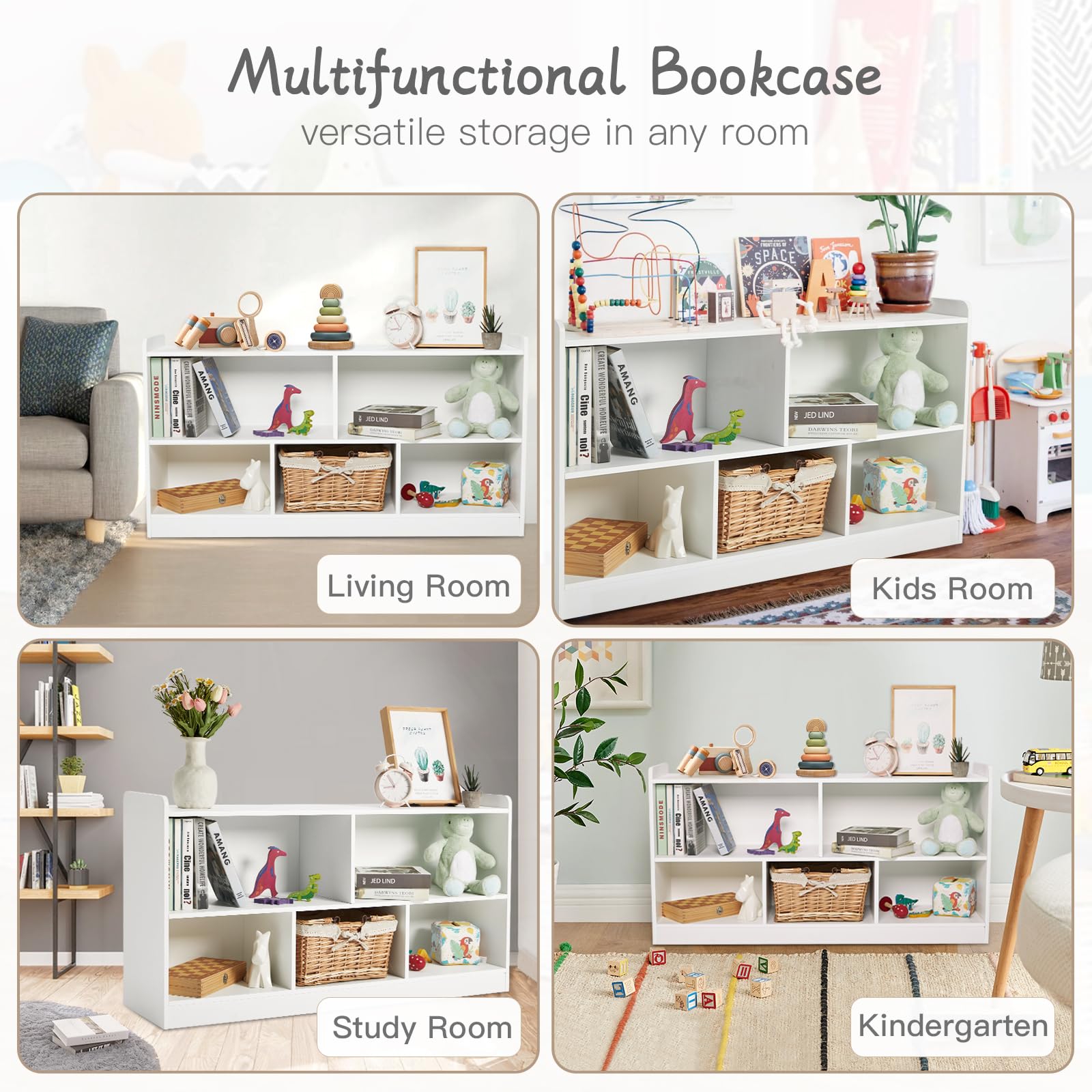Kids Montessori Bookshelf & Toy Storage Organizer
