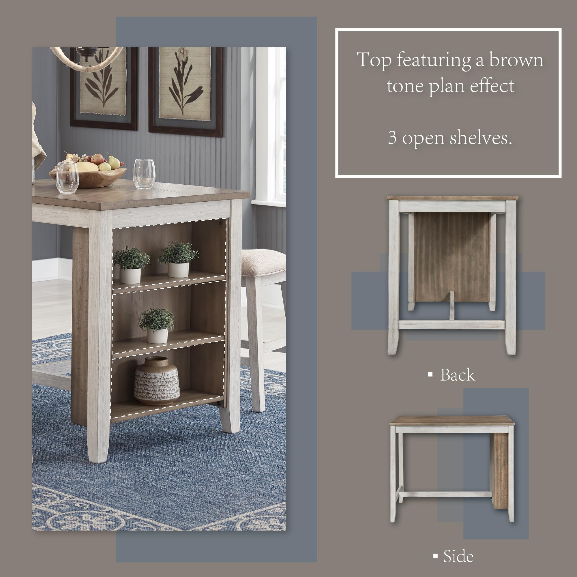3-Piece Counter Height Dining Set with Barstools