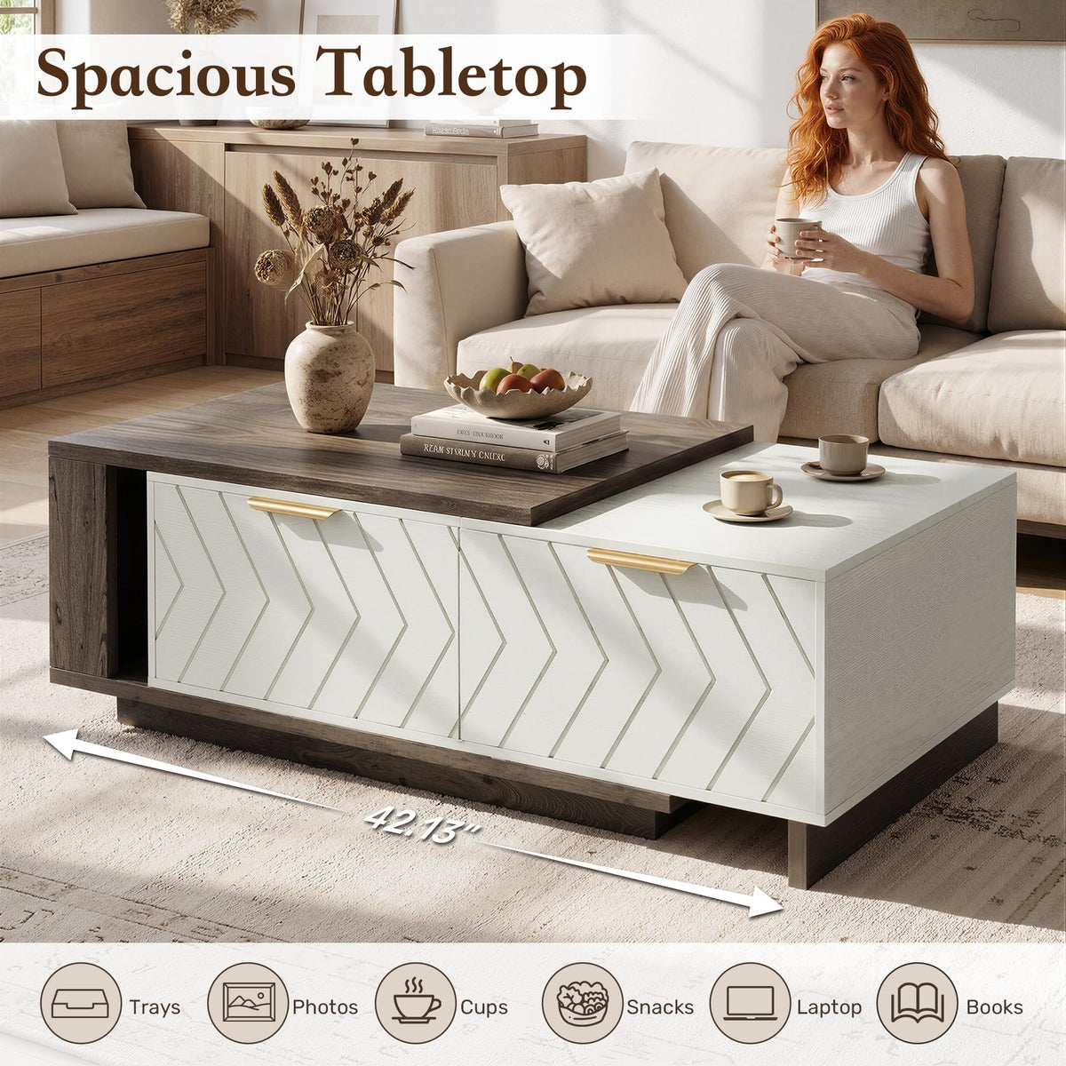 Extendable Coffee Table with Storage
