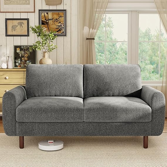 68" Chenille Loveseat Sofa with Spring Cushion & Solid Wood Frame