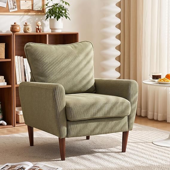 Beige Upholstered Accent Chair