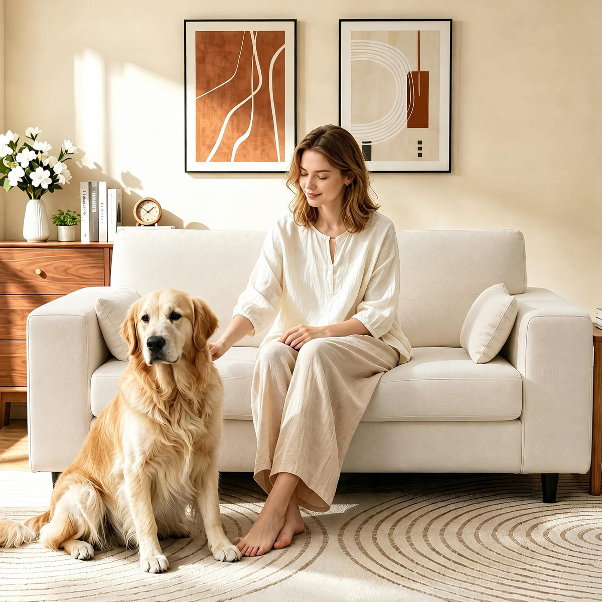 Linen Loveseat Sofa