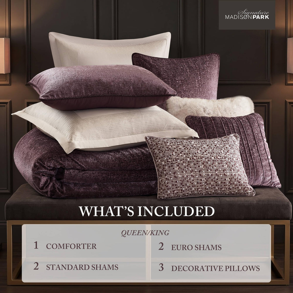 Mauve Velvet Jacquard King Comforter Set