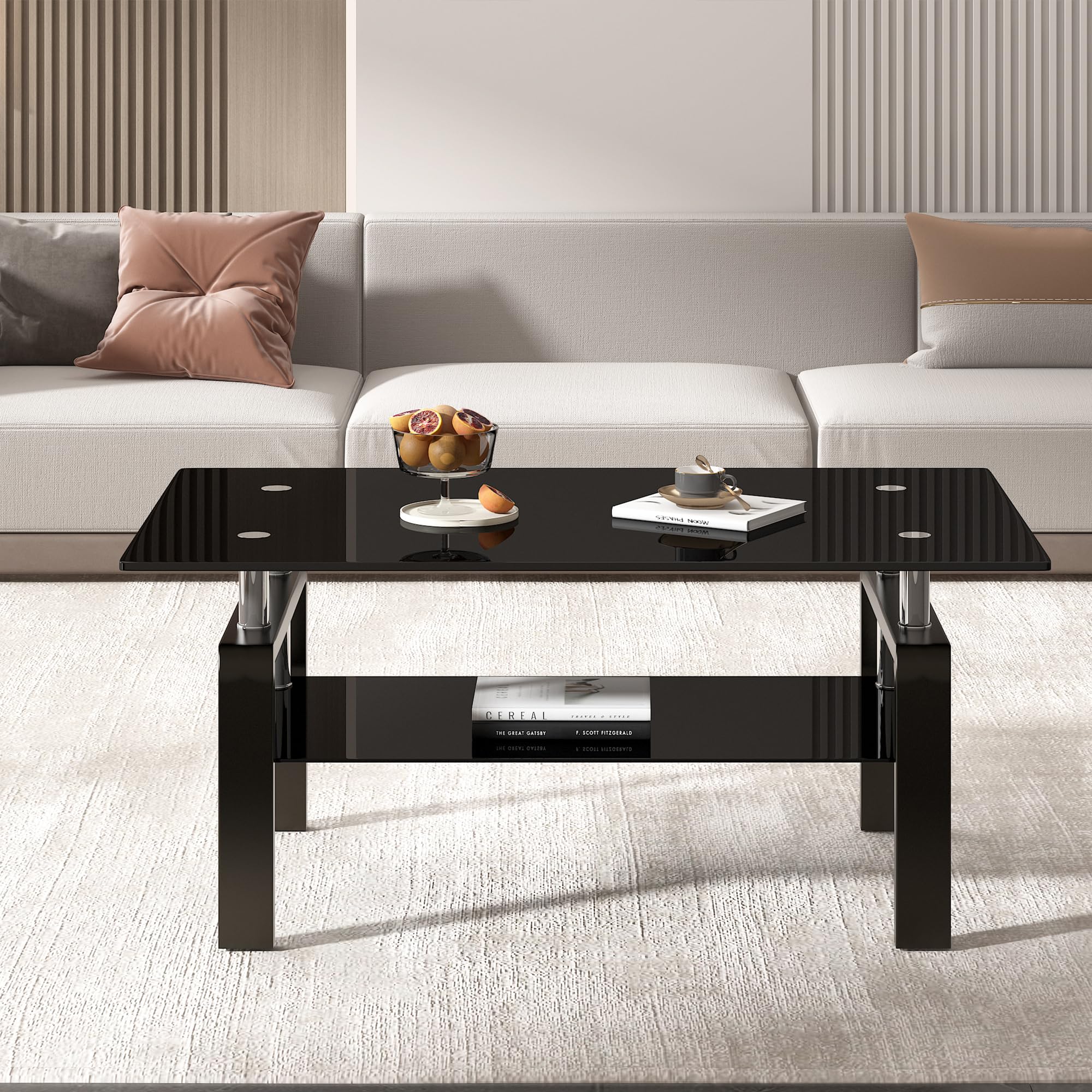 Glass Coffee Table Set of 3 with End Tables