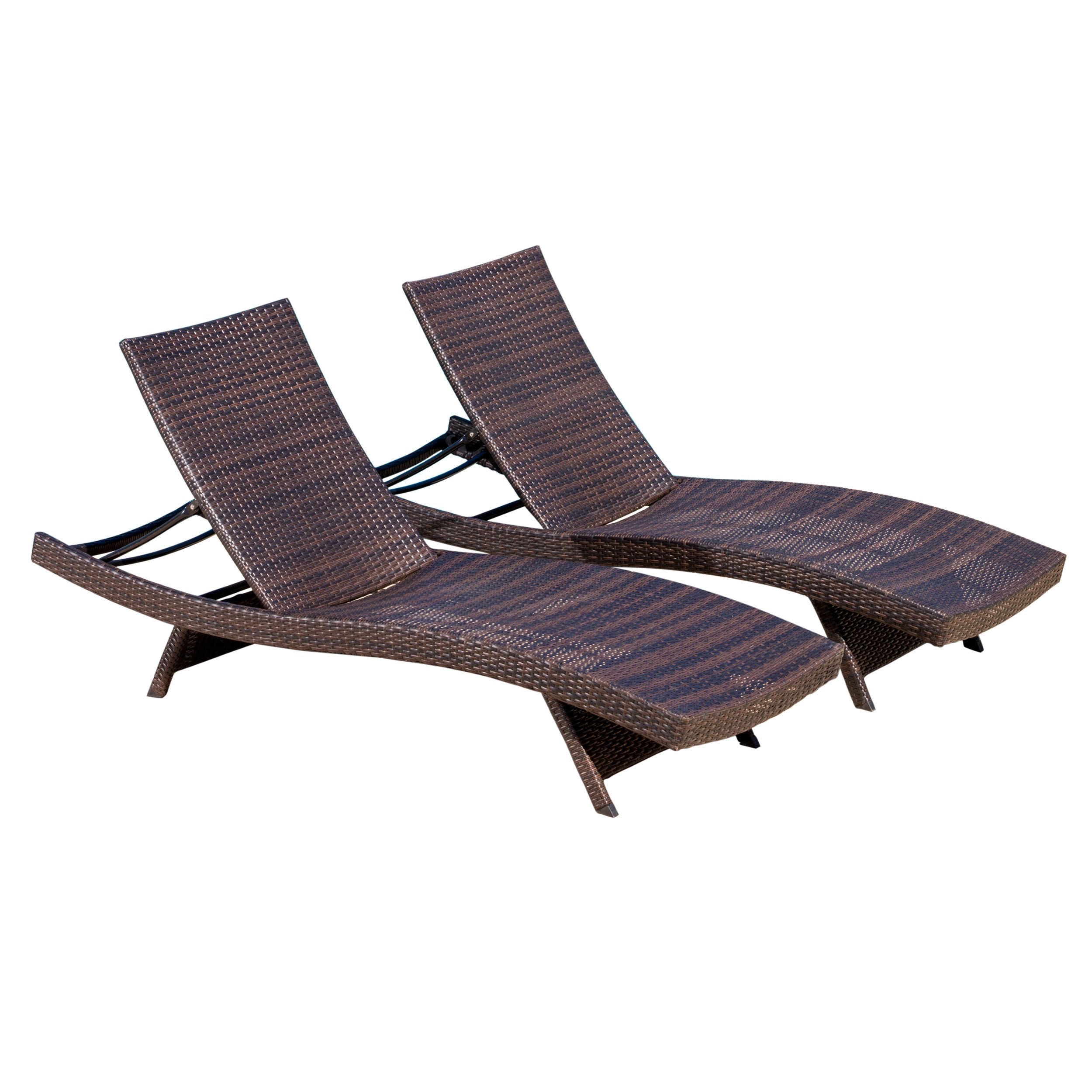 Outdoor Wicker Adjustable Chaise Lounge Chair Set (2-Piece)