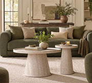 win2win Nesting Coffee Table Set of 2 with Faux Stone Veneer, Stone
