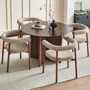 Compact 43-Inch Round Dining Table Set for 4, Walnut Brown & Brown