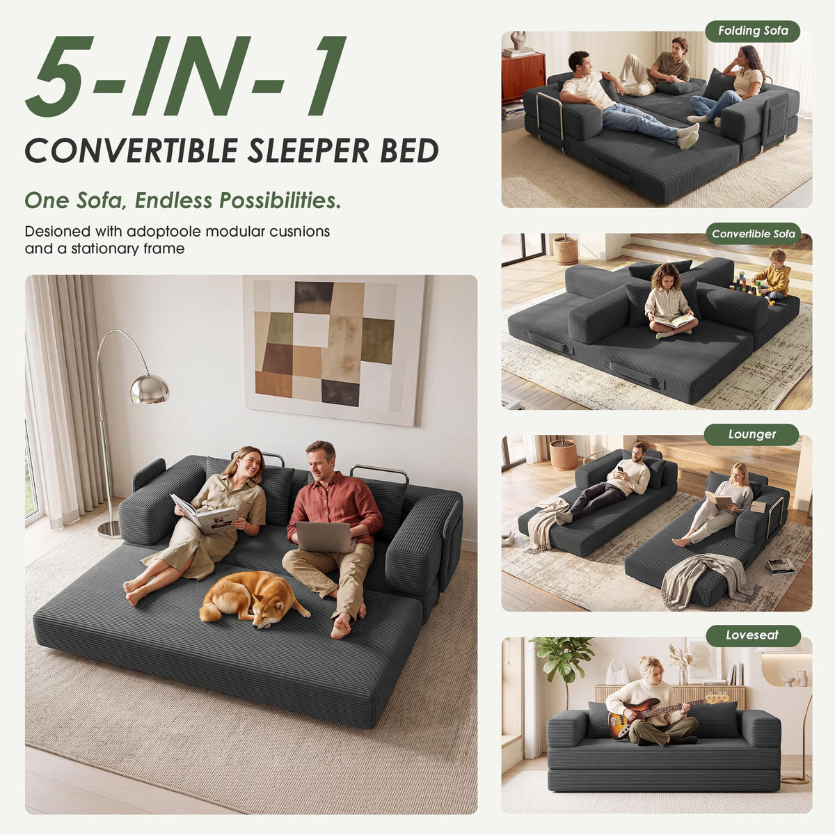 Corduroy Convertible Sofa Bed