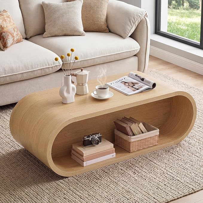 Oval Coffee Table with Storage