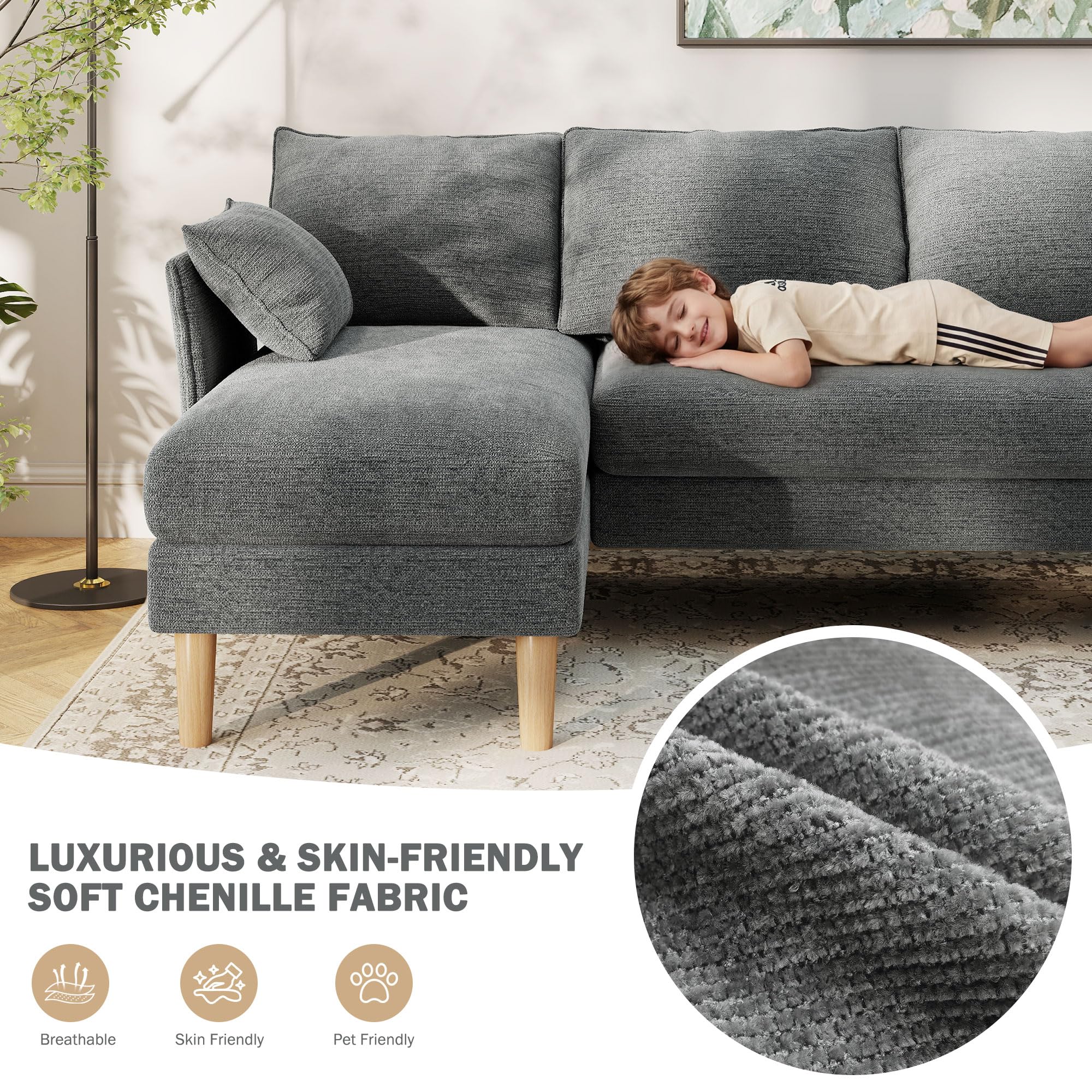 U-Shaped Sectional Sofa – Dark Gray