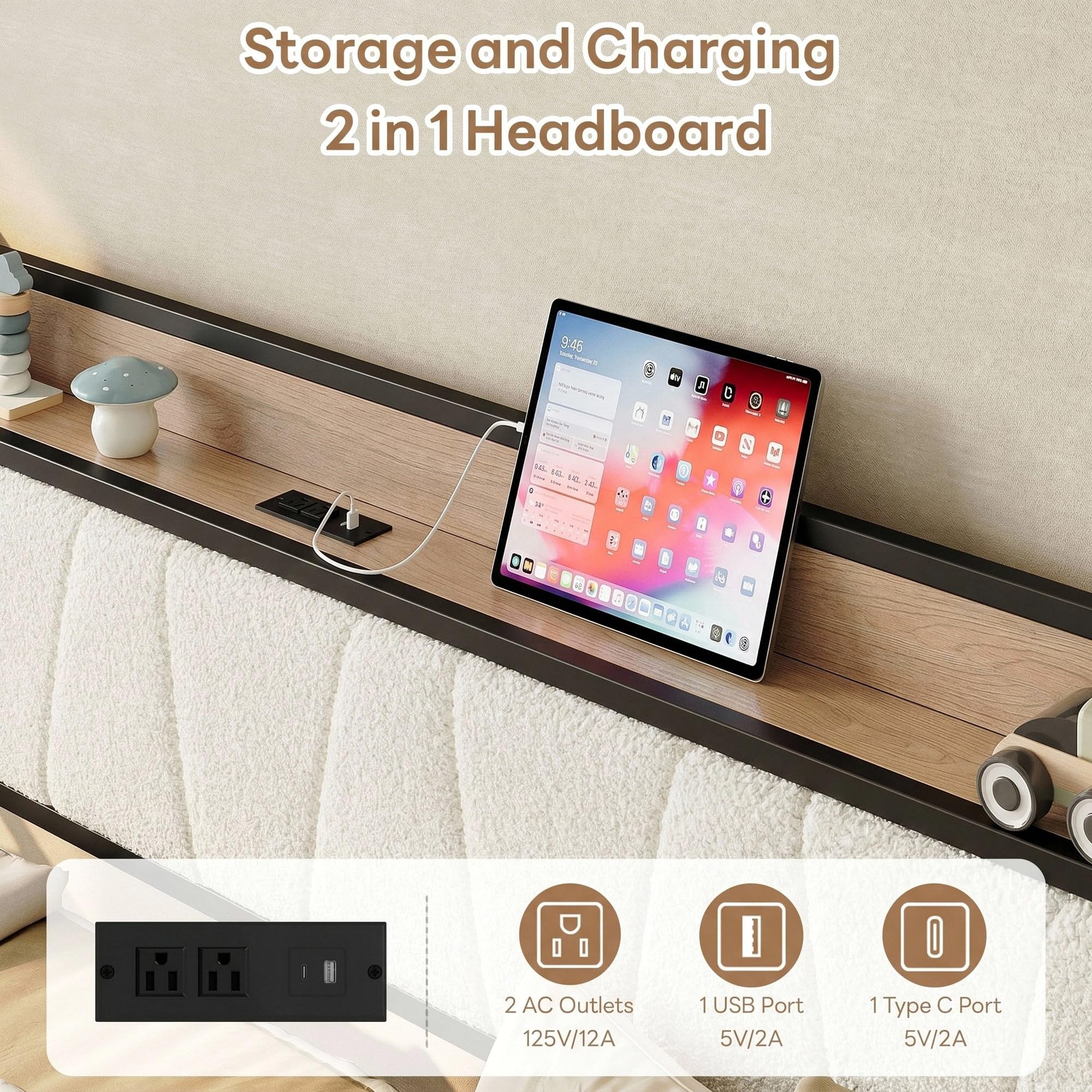 Twin Daybed with Storage Drawers & Charging Headboard