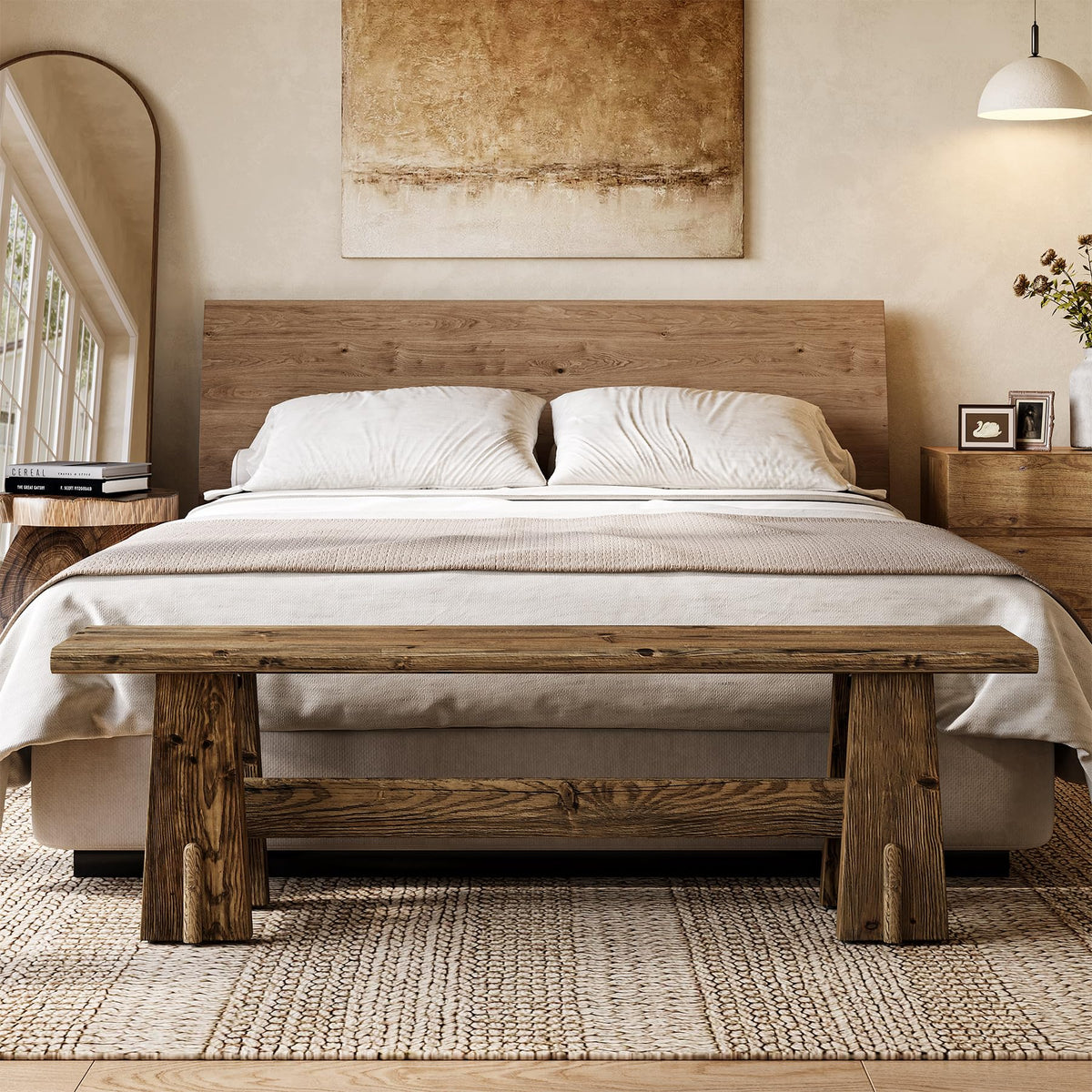 Rustic Solid Wood Bench