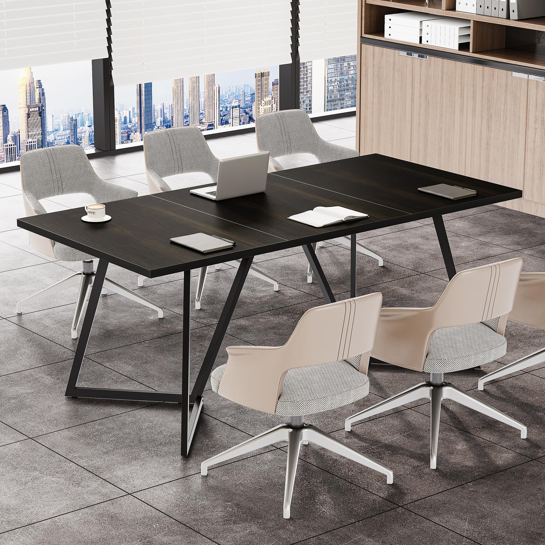 70.86" Rectangular Conference Table with Metal Base