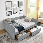 Queen Size Upholstered Daybed with Storage Drawers