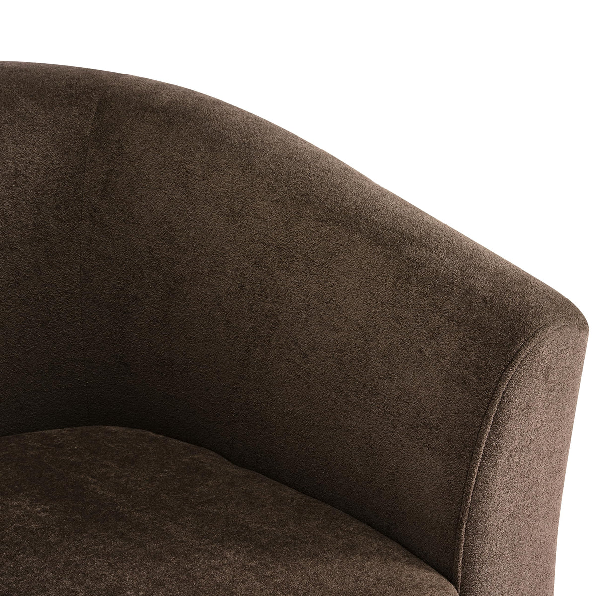 Brown Velvet Swivel Barrel Chair
