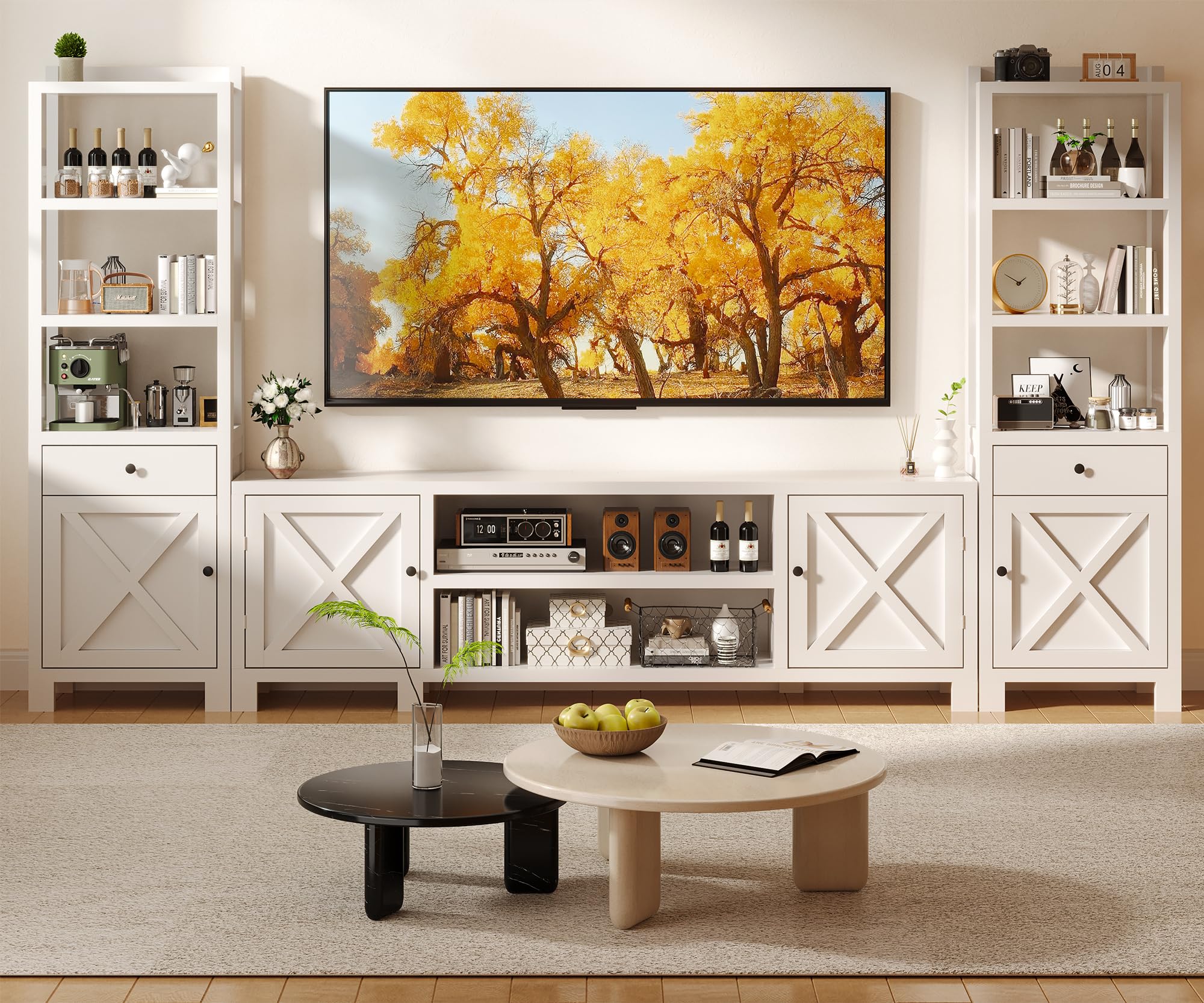 94" Wall Unit Entertainment Center with Bookshelves