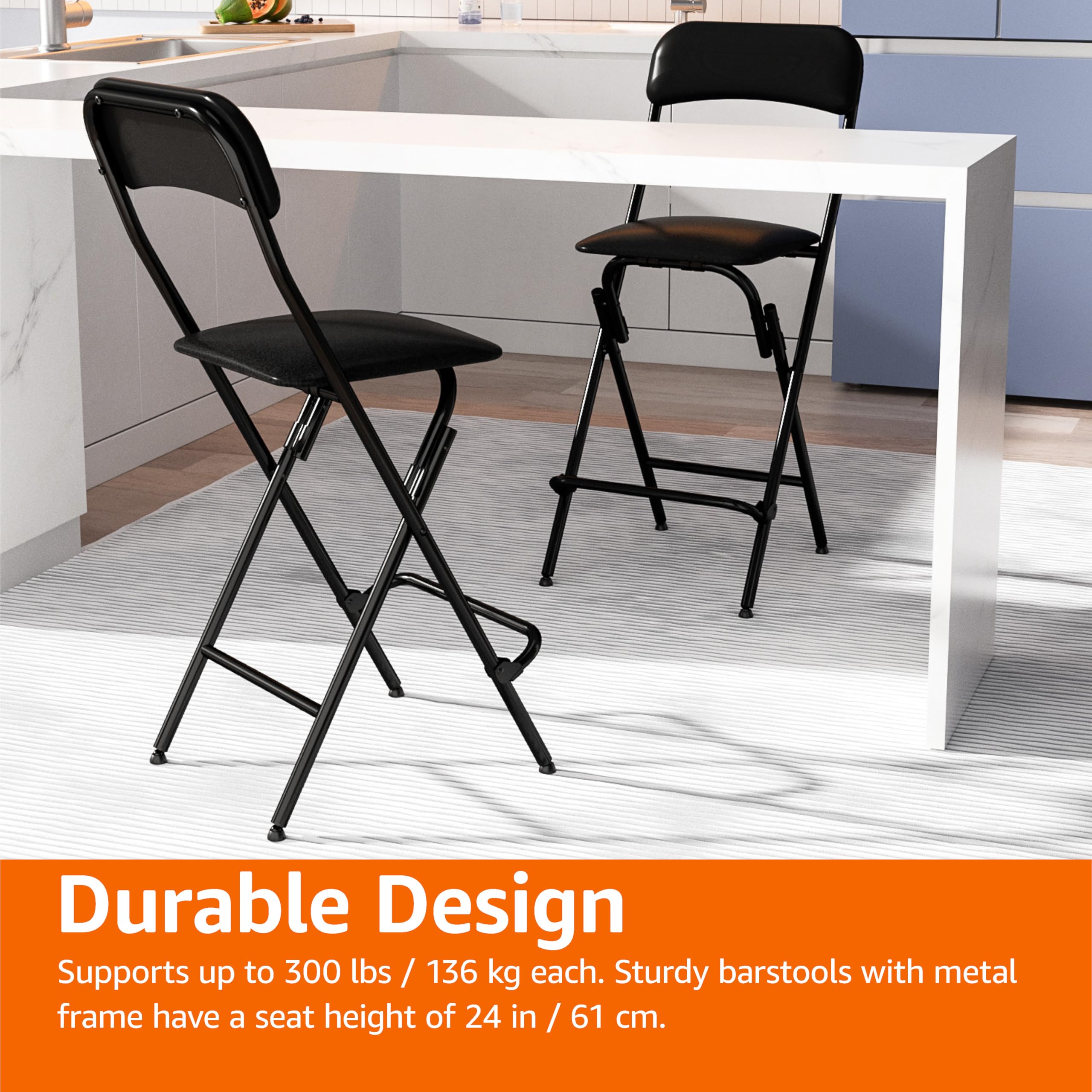 Folding Bar Stool with Footrest (Set of 2)