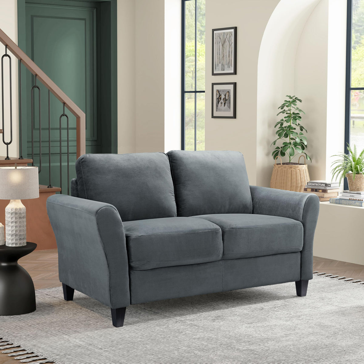 Microfiber Rolled Arm Loveseat