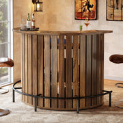 Tribesigns 4-Tier Bar Table, 47.24" Mini Home Bar Table with Footrest, Arc-Shaped Modern Bar Cabinet for Home, Living Room, Rustic Brown