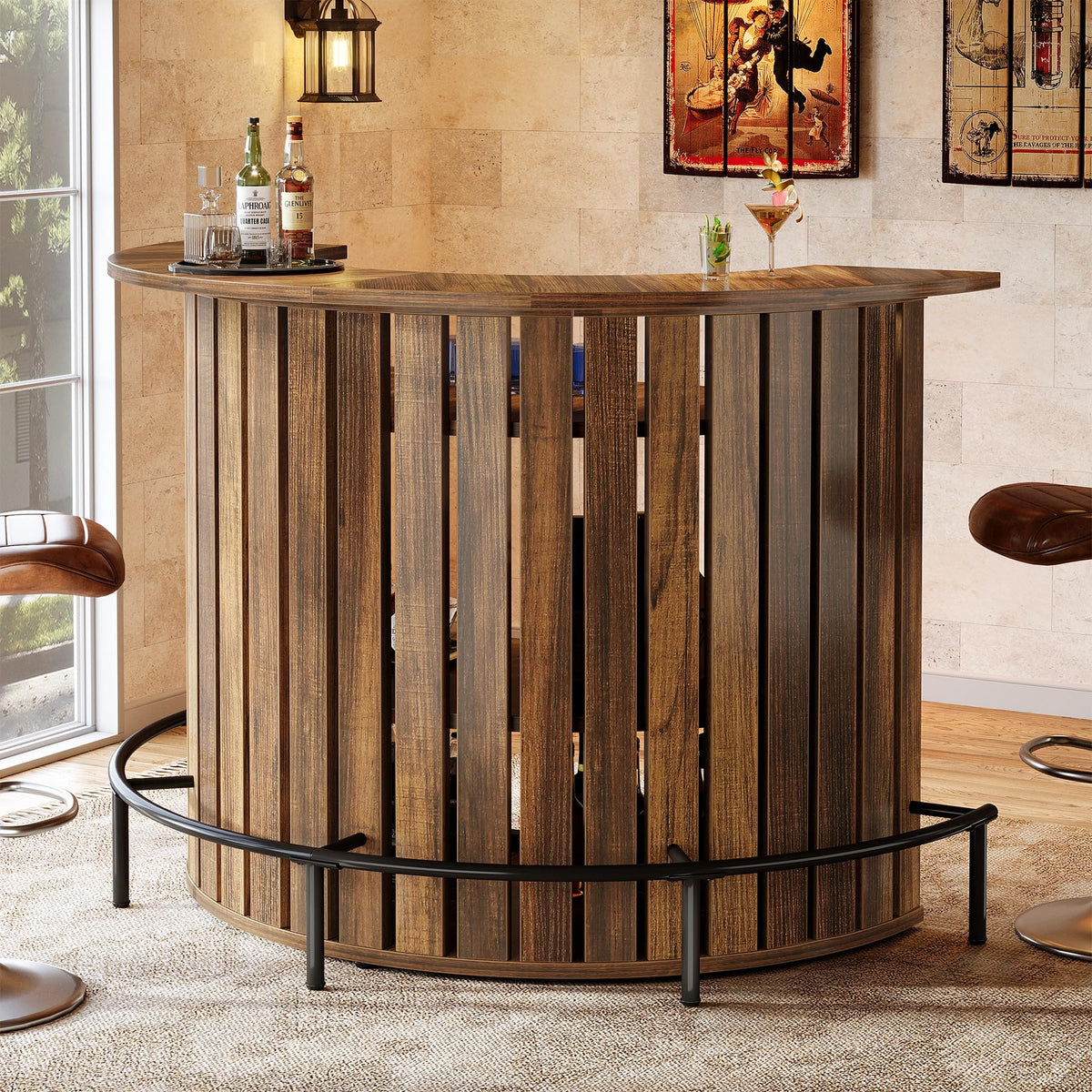 Arc-Shaped Bar Table with Storage