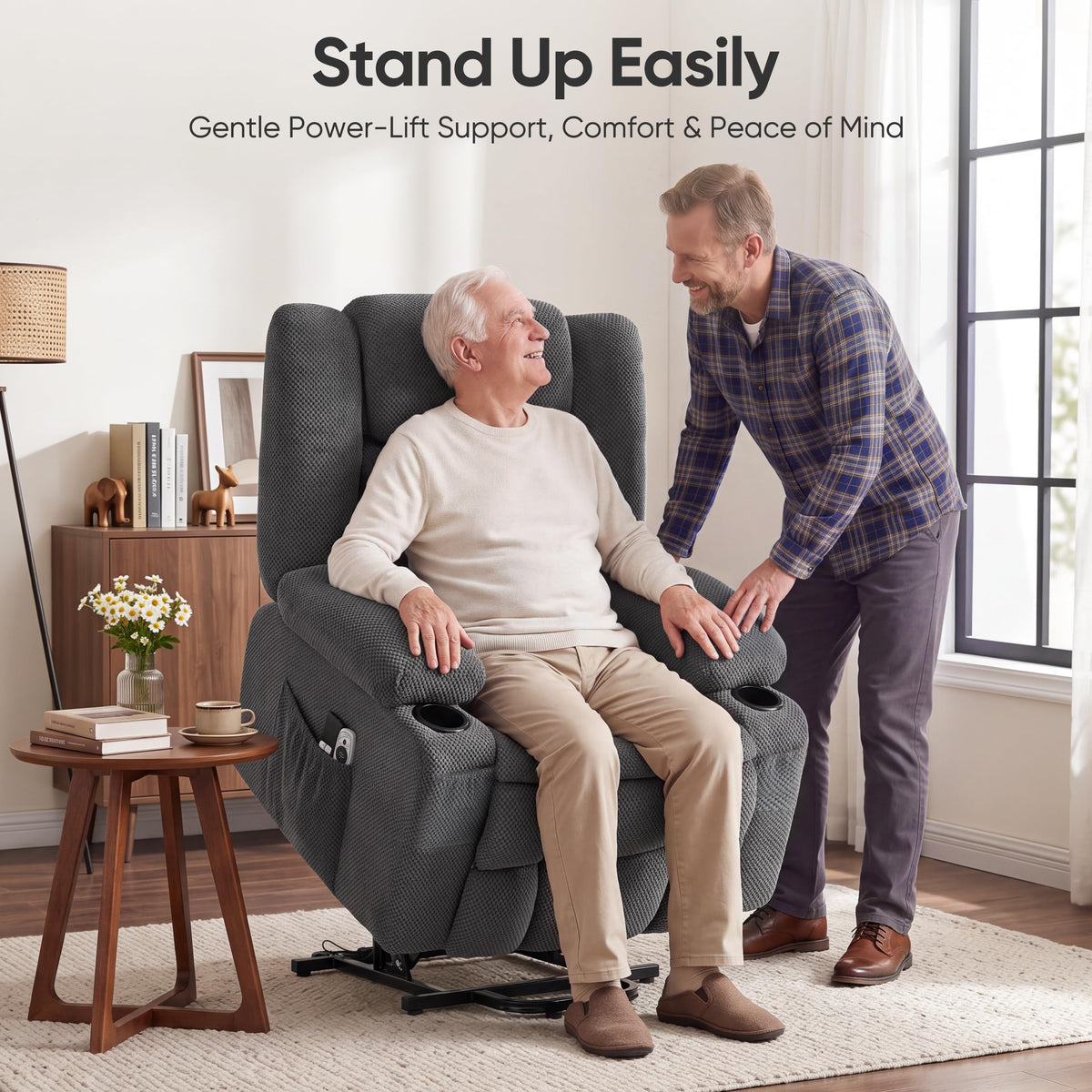 Sofayonn Power Lift Recliner Chair for Elderly with Heat and Massage, Grey